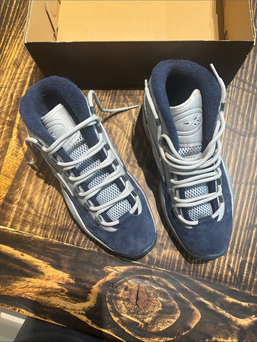 Reebok Navy and Light Gray Men's Athletic Sneakers